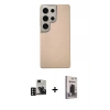 MARSİLYAN™- Galaxy S24 Ultra Kılıf Eksen Prime - Siyah Bilvis Hayalet Cam Ekran Koruyucu + PVD Metal Kamera Lens - DNMR