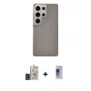 MARSİLYAN™- Galaxy S24 Ultra Kılıf Eksen Prime - Siyah Durable Full Glue Curved Cam + Bilvis Titan Kamera Lens - SH