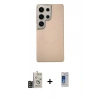 MARSİLYAN™- Galaxy S24 Ultra Kılıf Eksen Prime - Siyah Durable Full Glue Curved Cam + Bilvis Titan Kamera Lens - SH