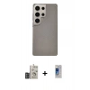 MARSİLYAN™- Galaxy S24 Ultra Kılıf Eksen Prime - Siyah Durable Full Glue Curved Cam + Derin Mor Bilvis Titan Kamera Lens