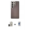 MARSİLYAN™- Galaxy S24 Ultra Kılıf Eksen Prime - Siyah Durable Full Glue Curved Cam + Bilvis Titan Kamera Lens - GD