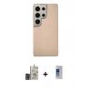 MARSİLYAN™- Galaxy S24 Ultra Kılıf Eksen Prime - Siyah Durable Full Glue Curved Cam + Bilvis Titan Kamera Lens - GD