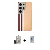 MARSİLYAN™- Galaxy S24 Ultra Kılıf Eksen Prime - Siyah Durable Full Glue Curved Cam + Bilvis Titan Kamera Lens - GD