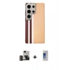 MARSİLYAN™- Galaxy S24 Ultra Kılıf Eksen Prime - Siyah Durable Full Glue Curved Cam + PVD Metal Kamera Lens - GD