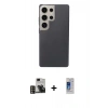 MARSİLYAN™- Galaxy S24 Ultra Kılıf Eksen Prime - Siyah Durable Full Glue Curved Cam + PVD Metal Kamera Lens - GD