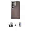 MARSİLYAN™- Galaxy S24 Ultra Kılıf Eksen Prime - Siyah Durable Full Glue Curved Cam + PVD Metal Kamera Lens - GD