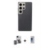 MARSİLYAN™- Galaxy S24 Ultra Kılıf Eksen Prime - Siyah Durable Full Glue Curved Cam + PVD Metal Kamera Lens - PE