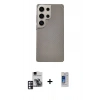 MARSİLYAN™- Galaxy S24 Ultra Kılıf Eksen Prime - Siyah Durable Full Glue Curved Cam + PVD Metal Kamera Lens - PE