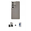 MARSİLYAN™- Galaxy S24 Ultra Kılıf Eksen Prime - Siyah Durable Full Glue Curved Cam + PVD Metal Kamera Lens - SH