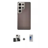 MARSİLYAN™- Galaxy S24 Ultra Kılıf Eksen Prime - Siyah Durable Full Glue Curved Cam + PVD Metal Kamera Lens - SH