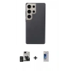 MARSİLYAN™- Galaxy S24 Ultra Kılıf Eksen Prime - Siyah Durable Full Glue Curved Cam + PVD Metal Kamera Lens - SH