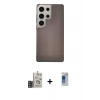 MARSİLYAN™- Galaxy S24 Ultra Kılıf Eksen Prime - Siyah Durable Full Glue Curved Hayalet Cam + Bilvis Titan Kamera Lens - GD