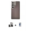 MARSİLYAN™- Galaxy S24 Ultra Kılıf Eksen Prime - Siyah Durable Full Glue Curved Hayalet Cam + PVD Metal Kamera Lens - DNMR