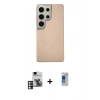 MARSİLYAN™- Galaxy S24 Ultra Kılıf Eksen Prime - Siyah Durable Full Glue Curved Hayalet Cam + PVD Metal Kamera Lens - PE