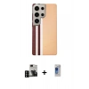 MARSİLYAN™- Galaxy S24 Ultra Kılıf Eksen Prime - Siyah Durable Full Glue Curved Hayalet Cam + PVD Metal Kamera Lens - SH