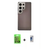 MARSİLYAN™- Galaxy S24 Ultra Kılıf Eksen Prime - Siyah Durable Full Glue Curved Hayalet Cam + Raze Metal Kamera Lens - GI