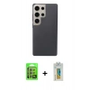 MARSİLYAN™- Galaxy S24 Ultra Kılıf Eksen Prime - Siyah Polymer Nano Ekran Koruyucu + Raze Metal Kamera Lens - GI