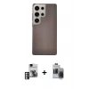 MARSİLYAN™- Galaxy S24 Ultra Kılıf Eksen Prime - Siyah Vanessa Magic Hayalet Cam + PVD Metal Kamera Lens - PE