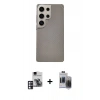 MARSİLYAN™- Galaxy S24 Ultra Kılıf Eksen Prime - Siyah Vanessa Magic Hayalet Cam + PVD Metal Kamera Lens - PE