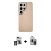 MARSİLYAN™- Galaxy S24 Ultra Kılıf Eksen Prime - Siyah Vanessa Magic Hayalet Cam + PVD Metal Kamera Lens - PE