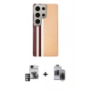 MARSİLYAN™- Galaxy S24 Ultra Kılıf Eksen Prime - Siyah Vanessa Magic Hayalet Cam + PVD Metal Kamera Lens - PE