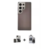 MARSİLYAN™- Galaxy S24 Ultra Kılıf Eksen Prime - Siyah Vanessa Magic Hayalet Cam + PVD Metal Kamera Lens - GD