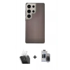 MARSİLYAN™- Galaxy S24 Ultra Kılıf Eksen Prime - Siyah Vanessa Magic Hayalet Cam + Şeffaf Kamera Lens Koruma Cam