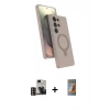 MARSİLYAN™- Galaxy S24 Ultra Kılıf İz Işık Koleksiyonu - Siyah AutoKit 5in1 Fiber Hayalet Polymer Nano Ekran Koruyucu + PVD Metal Kamera Lens - GD