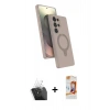 MARSİLYAN™- Galaxy S24 Ultra Kılıf İz Işık Koleksiyonu - Siyah AutoKit 5in1 Fiber Polymer Nano Ekran Koruyucu + Kamera Lens Koruma Cam - SF