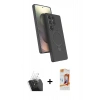 MARSİLYAN™- Galaxy S24 Ultra Kılıf İz Işık Koleksiyonu - Siyah AutoKit 5in1 Fiber Polymer Nano Ekran Koruyucu + Kamera Lens Koruma Cam - SF