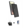 MARSİLYAN™- Galaxy S24 Ultra Kılıf İz Işık Koleksiyonu - Siyah Durable Full Glue Curved Cam + Şeffaf Kamera Lens Koruma Cam