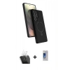 MARSİLYAN™- Galaxy S24 Ultra Kılıf İz Işık Koleksiyonu - Siyah Durable Full Glue Curved Cam + Şeffaf Kamera Lens Koruma Cam