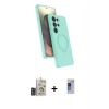 MARSİLYAN™- Galaxy S24 Ultra Kılıf İz Işık Koleksiyonu - Siyah Durable Full Glue Curved Hayalet Cam + Bilvis Titan Kamera Lens - DNMR