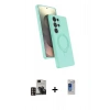 MARSİLYAN™- Galaxy S24 Ultra Kılıf İz Işık Koleksiyonu - Siyah Durable Full Glue Curved Hayalet Cam + PVD Metal Kamera Lens - GD