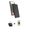 MARSİLYAN™- Galaxy S24 Ultra Kılıf İz Işık Koleksiyonu - Siyah Joko Magic 5D Hayalet Cam + Kamera Lens Koruma Cam - SF