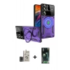 MARSİLYAN™- Galaxy S24 Ultra Kılıf Kıvılcım Modern Serisi - Siyah 360 Mat Full Body Arka Koruyucu + Bilvis Titan Kamera Lens - SH