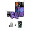 MARSİLYAN™- Galaxy S24 Ultra Kılıf Kıvılcım Modern Serisi - Siyah 360 Mat Full Body Arka Koruyucu + Bilvis Titan Kamera Lens - DNMR