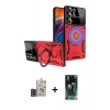 MARSİLYAN™- Galaxy S24 Ultra Kılıf Kıvılcım Modern Serisi - Siyah 360 Mat Full Body Arka Koruyucu + Bilvis Titan Kamera Lens - GD