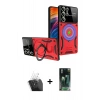 MARSİLYAN™- Galaxy S24 Ultra Kılıf Kıvılcım Modern Serisi - Siyah 360 Mat Full Body Arka Koruyucu + Kamera Lens Koruma Cam - SF
