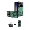 MARSİLYAN™- Galaxy S24 Ultra Kılıf Kıvılcım Modern Serisi - Siyah 360 Mat Full Body Arka Koruyucu + Kamera Lens Koruma Cam - SF
