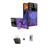 MARSİLYAN™- Galaxy S24 Ultra Kılıf Kıvılcım Modern Serisi - Siyah Durable Full Glue Curved Hayalet Cam + Kamera Lens Koruma Cam - SF