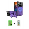 MARSİLYAN™- Galaxy S24 Ultra Kılıf Kıvılcım Modern Serisi - Siyah Polymer Nano Ekran Koruyucu + Raze Metal Kamera Lens - GS