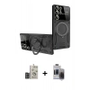 MARSİLYAN™- Galaxy S24 Ultra Kılıf Kıvılcım Modern Serisi - Siyah Vanessa Magic Hayalet Cam + Bilvis Titan Kamera Lens - DNMR