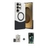 MARSİLYAN™- Galaxy S24 Ultra Kılıf Kozmos Form Özel Seri - Siyah 360 Mat Full Body Arka Koruyucu + Bilvis Titan Kamera Lens - DNMR