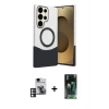 MARSİLYAN™- Galaxy S24 Ultra Kılıf Kozmos Form Özel Seri - Siyah 360 Mat Full Body Arka Koruyucu + PVD Metal Kamera Lens - PE