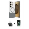 MARSİLYAN™- Galaxy S24 Ultra Kılıf Kozmos Form Özel Seri - Siyah 360 Mat Full Body Arka Koruyucu + Kamera Lens Koruma Cam - SF
