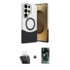 MARSİLYAN™- Galaxy S24 Ultra Kılıf Kozmos Form Özel Seri - Siyah 360 Mat Full Body Arka Koruyucu + Kamera Lens Koruma Cam - SF