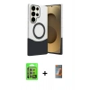 MARSİLYAN™- Galaxy S24 Ultra Kılıf Kozmos Form Özel Seri - Siyah AutoKit 5in1 Fiber Hayalet Polymer Nano Ekran Koruyucu + Raze Metal Kamera Lens - MR