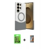 MARSİLYAN™- Galaxy S24 Ultra Kılıf Kozmos Form Özel Seri - Siyah AutoKit 5in1 Fiber Hayalet Polymer Nano Ekran Koruyucu + Raze Metal Kamera Lens - GS