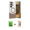 MARSİLYAN™- Galaxy S24 Ultra Kılıf Kozmos Form Özel Seri - Siyah AutoKit 5in1 Fiber Polymer Nano Ekran Koruyucu + Raze Metal Kamera Lens - SI